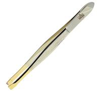 Camila Solingen CS31 3 1/2" Gold Tipped, Surgical Grade, German Stainless Steel Tweezers (Straight) - Flawless Eyebrow and Facial Hair Shaping and Removal for Men/Women
