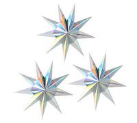 CAMILIFE 3 Pieces 9 Pointed Paper Star Lanterns 12 Inch 10D Paper Hanging Christmas Decorations Wedding Birthday Baby Shower Room Christmas Ornaments Party Supplies(Bright color)