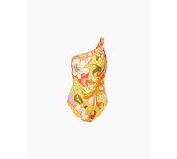 Camilla Womens the Flower Child Society Asymmetric-neck Stretch Recycled-polyamide Swimsuit Xs