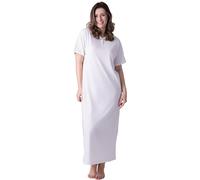 Camille 100% Cotton Classic Full Length Short Sleeved Nightdress In Cream Cream 14-16