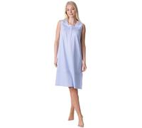 Camille Women's 100% Cotton Sleeveless Nightdresses - Comfortable & Breathable Nighties with Elegant Polka Dot and Floral Print - Blue 18-20