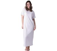 Camille 100% Organic Cotton Ladies Nighties - Full Length Floral Lightweight Cotton Nightdress in Relaxed Fit Maxi Style with Short Sleeves - Cream Dot 14-16