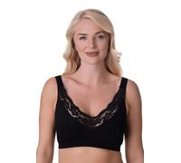 Camille 2 Pack Soft Cotton Black Wireless Bras for Women - Non-Wired Full Coverage Womens Bra with Lace Detailing & Elastane Trim for Comfortable Support