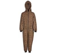 Camille All In One Caramel Leopard Print Hooded Onesie in Brown | Size: 9-11 Years Camille Brown 9-11 Years