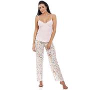 Camille Butterfly And Bumble Bee Floral Print Full Length Chiffon Pyjama Set 12 Pink