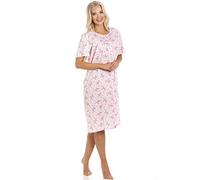 Camille Womens Polycotton Short Sleeve Floral Nightdresses 14-16 Pink