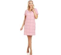 Camille Womens Smooth Soft Cotton Summer Nightshirts 14-16 Pink Check