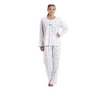Camille Womens Classic Cotton Jersey Lilac Floral Print Pyjama Set, Purple, 16-18