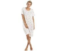 Camille 100% Cotton Short Sleeved Women's Nightie | Knee Length Nightdress | Comfortable & Breathable Traditional Nighty With Buttons | Classic Nightwear with Short Sleeves | Blue Polka Dot 18-20