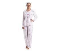 Camille Womens Classic Cotton Jersey Pink Floral Print Pyjama Set 16-18