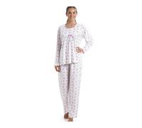 Camille Women's Classic Jersey Cotton Ditsy Floral Print Pyjama Set in Pink | Size: 24/26