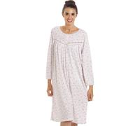 Camille Classic Jersey Long Sleeve Floral Print Nightdress In Pink Pink 14-16