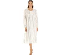 Camille Ladies Long Sleeved Nightdress - Polka Dot Smooth Womens Nightwear - Fleece Nightie with Round Neck Button Fastening Mink 14-16
