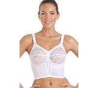 Camille Womens White Classic Non Wired Floral Lace Long Line Bra 36DD