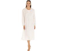 Camille Ladies Long Sleeved Nightdress - Polka Dot Smooth Womens Nightwear - Fleece Nightie with Round Neck Button Fastening Mink 14-16