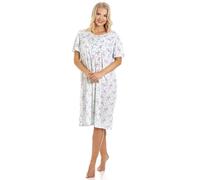 Camille Classic Short Sleeve Floral Nightdress In Aqua Aqua 10-12