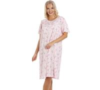 Camille Classic Short Sleeve Floral Nightdress In Pink Pink 14-16