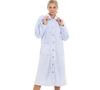 Camille Classic Supersoft Diamond Print Button Up Housecoat In Baby Blue Baby Blue