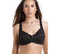 Camille Classic Underwired Black Floral Lace Bra - BLACK - 44C