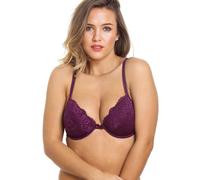 Camille Womens Aubergine Floral Lace Padded Underwired Bra 36A Purple