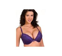 Camille Floral Lace Padded Underwired Bra In Purple Purple 34E