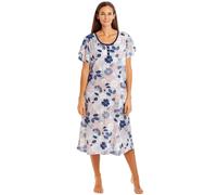 Camille Multicoloured Floral Leaf Print Jersey Nightdress 10-12 Blue