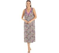 Camille Womens Sleeveless Floral Chemise - Ladies Lightweight Spandex Long Nightdress- Comfortable & Breathable Summer Nightwear Grey 14-16