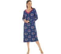 Camille Ladies Long Sleeved Nightdress - Floral Classic Spandex Womens Nightwear- Nightie with Lace Embroidered V-Neck Raspberry 10-12
