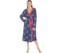 Camille Womens Floral Spandex Knee Length Wrap - Ladies Long Sleeve Lightweight & Breathable Dressing Gown with Tie Belt Fastening 14-16 Raspberry