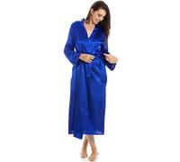 Camille Full Length Long Sleeve Plain Satin Wrap In Blue Blue