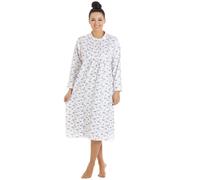 (22/24) Camille Classic White Long Sleeved Floral Button Front Cotton Nightdress
