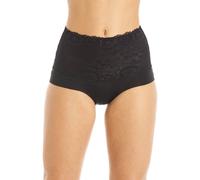 Camille Womens Black High Waist Seamless Floral Lace Briefs 22