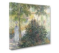 Camille In The Garden At Argenteuil by Claude Monet Canvas Print | Gallery Wrapped 30mm Frame Wall Art | 14x14 inches | Ready to Hang | Impressionist Floral Picture | Living Room Bedroom Lounge Office