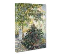 Camille In The Garden At Argenteuil By Claude Monet Canvas Print | Gallery Wrapped 30mm Frame Wall Art | 24x16 inches | Ready to Hang | Impressionist Floral Picture | Living Room Bedroom Lounge Office