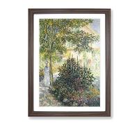 Camille In The Garden At Argenteuil By Claude Monet Classic Painting Framed Wall Art Print, Ready to Hang Picture for Living Room Bedroom Home Office Décor, Walnut A4 (34 x 25 cm)