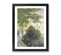 Camille In The Garden At Argenteuil By Claude Monet Classic Painting Framed Wall Art Print, Ready to Hang Picture for Living Room Bedroom Home Office Décor, Black A3 (34 x 46 cm)