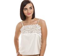 Camille Lace Camisole Top for Women | Elegant Women's Fitted Cami Vest with Adjustable Straps & Floral Trim | Stylish Modesty Panel for Low-Cut Dresses or Shirts | All Day Wear | Off White 16