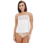 Camille Lace Camisole Top for Women | Elegant Women's Fitted Cami Vest with Adjustable Straps & Floral Trim | Stylish Modesty Panel for Low-Cut Dresses or Shirts | All Day Wear | White 14
