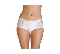 Camille Womens White Lace Panel Jacquard 3 Pack Boxer Shorts 22-24