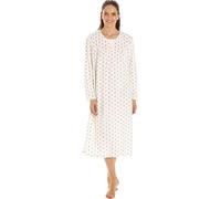 Camille Ladies Fleece Long Sleeved Nightdress | Warm Women's Nightie | Round Neck Button Fastening | Below-Knee Length Ladies Sleepwear | Traditional Nightwear | Mink 14-16