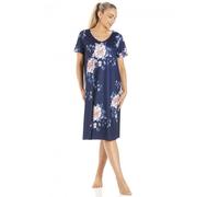 Camille Short-Sleeved Lightweight Floral Ladies Nightdress - Knee-Length Breathable Summer Nighties for Women With V-Neckline & Loose-Fitting Silhouette 22-24 Multicoloured