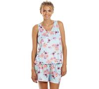 Camille Womens Floral Short Pyjama Set - Ladies Lightweight & Breathable Pyjama with Elasticated Shorts for Comfort and Style Light Blue 10-12