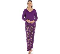Camille Womens Pink Floral Print Various Coloured Spandex Pyjama Sets 10-12 Purple