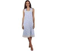 Camille Lightweight 100% Cotton Sleeveless Ladies Nightdress - Floral Summer Nighties for Women - Lace Accents, Square Neck & Button Fastening - Cool & Breathable Womens Nightwear Aqua 18-20