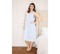 Lightweight Jersey Cotton Sleeveless Floral Nightdresses Camille Aqua 10-12