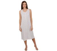 Camille Womens Nightdresses Polycotton Sleeveless Classic Floral Nightdress - Comfortable & Breathable Sleepwear with Pretty Floral Design & Satin Bow Pink 18-20