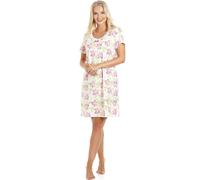 Camille Womens Smooth Soft Cotton Summer Nightshirts 14-16 White Floral