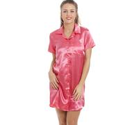 Camille Women's Luxury Satin Nightshirt in Coral | Size: 12
