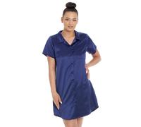 Camille Women's Luxury Satin Nightshirt in Navy | Size: 10
