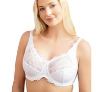 Camille Melody Lace Full Coverage Bra | Underwired Ladies Bra with Adjustable Straps | Elegant & Supportive Fit | Scalloped Trim & Floral Lace Detailing | Perfect for Everyday Wear| White Bra 36G